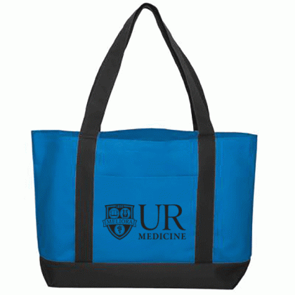 Two-Tone Poly Tote- Royal/black