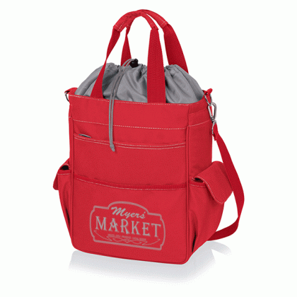 Wholesale Polyester Thermal Tote Bags | Activo Cooler Tote | Customized Water Resistant Insulated Tote Bags with Logos - Red