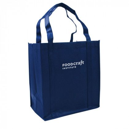 Navy Blue Custom Medium Tote Bags | Cheap Recycled Tote Bag | Inexpensive Recycled Tote Bags in Bulk | Cheap Non-Woven Bags