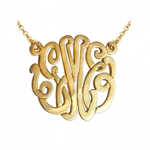 Personalized Monogram Necklace 14K Gold Plate Script