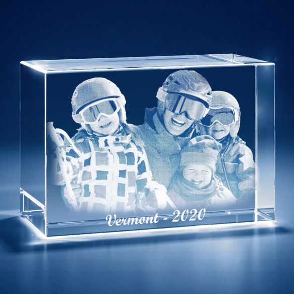 Our Family Vacation 3D Photo Engraved Brick Crystal Keepsake | Photo Personalized Keepsakes