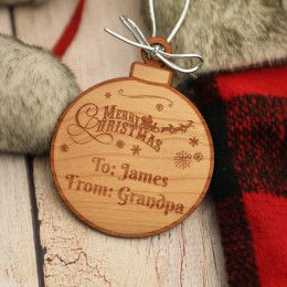 Santa's Sleigh Personalized Wood Christmas Stocking Tag