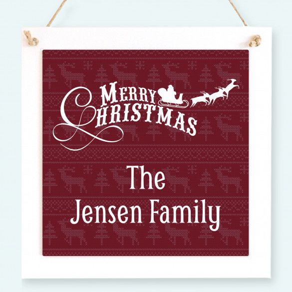 Personalized Santa's Sleigh Hanging Wall Sign For Home