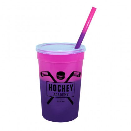 Promo 22 Oz Mood Stadium Cup with Lid & Mood Straw - Pink to Purple
