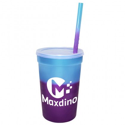 Promo 22 Oz Mood Stadium Cup with Lid & Mood Straw - Blue to Purple