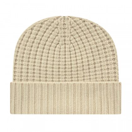 Embroidered Premium Waffle Knit Cap with Cuff - Ivory