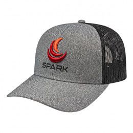 Embroidered Premium Melange Trucker Mesh Back Cap - Gray-Black