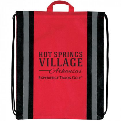 Drawstring backpacks with safety stripes - eco-friendly promotional products - Red