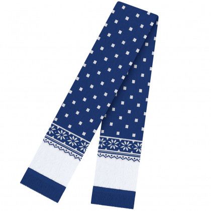 Embroidered Logo Snowflake Knit Scarf - True Royal