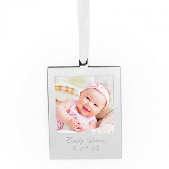 Custom Engraved Memorial Picture Frame Ornaments with Ribbon