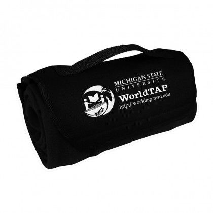 Imprinted Tanglewood Fleece Roll Up Blanket - Black