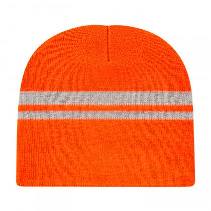 Custom Embroidered Reflective Beanie - Hi-Vis Orange