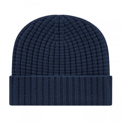 Embroidered Premium Waffle Knit Cap with Cuff - Navy