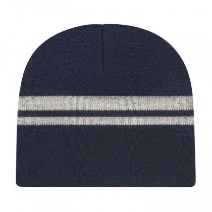 Custom Embroidered Reflective Beanie - Navy