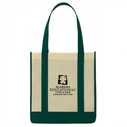 Small Thunder Two-Tone Shopper Tote Bag - Ivory with forest green