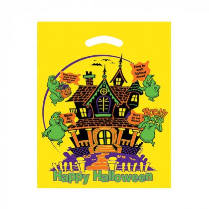 Custom Halloween Goodie Bags | Haunted House Die Cut Halloween Bag | Custom Logo Trick-or-Treat Bags for Candy