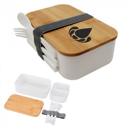 Custom Bountiful Bento Box White with Gray