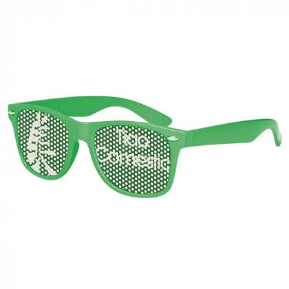 Retro Custom Promotional Sunglasses with Logo Lenses-Branded Giveaways Green
