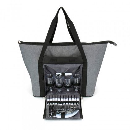 Contents of Custom Large Picnic Tote with Stainless Utensils