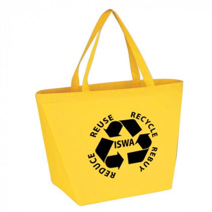 Custom Recycled Grocery Bags - Non-Woven Budget Shopper Tote - Yellow