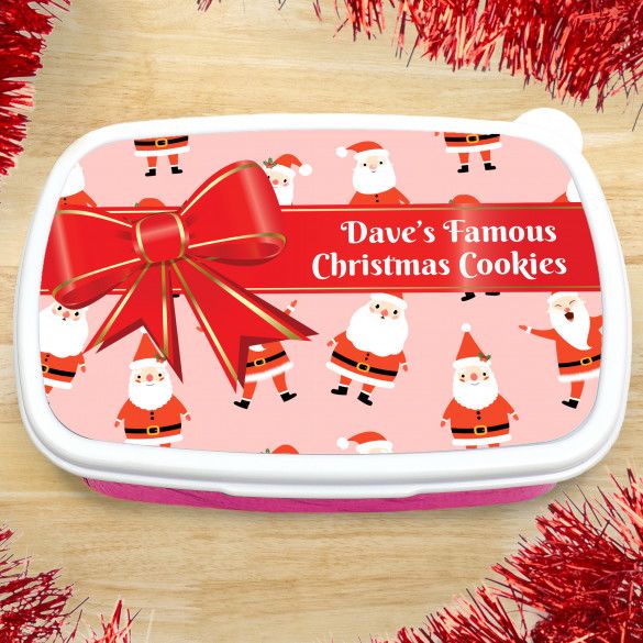 Custom Holiday Cookie Box With Bow | Xmas Cookies Lunch Box Personalized Holiday Gift