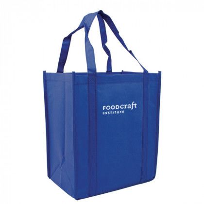 Reflex Blue Custom Medium Tote Bags | Cheap Recycled Tote Bag | Inexpensive Recycled Tote Bags in Bulk | Cheap Non-Woven Bags