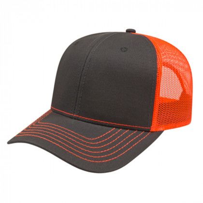 Modified Flat Bill with Mesh Back and Logo charcoal-blaze