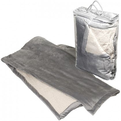 Gray Embroidered Micro Mink Sherpa Blanket