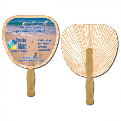 Promotional Hand Fan, Laminated - Palm Leaf Shape