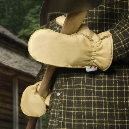 Logo Winter Lined Cowhide Leather Chopper Mittens - product view Logo Winter Lined Cowhide Leather Chopper Mittens - product view