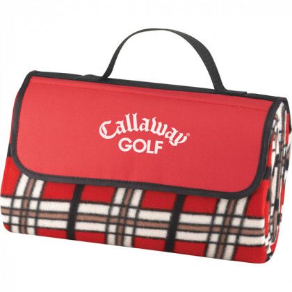 Red Plaid Picnic Blanket Custom Logo