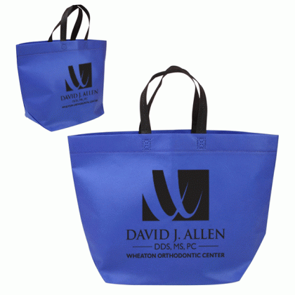 Business Logo Recycled Polypropylene Bags- Two-Tone Heat Sealed Tote Reflex Blue