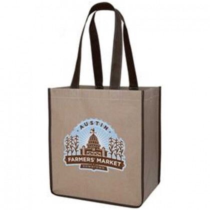 V Natural Kraft Sack Promotional Custom Imprinted With Logo