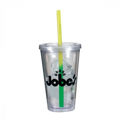 Victory Tumbler with Mood Straw with Logo green