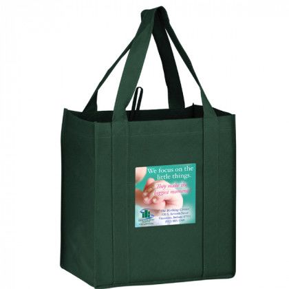 Full Color Heavy Duty Grocery Bag - Hunter green