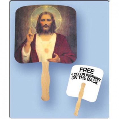 Religious Hand Fan - Jesus Promotional Custom Imprinted With Logo