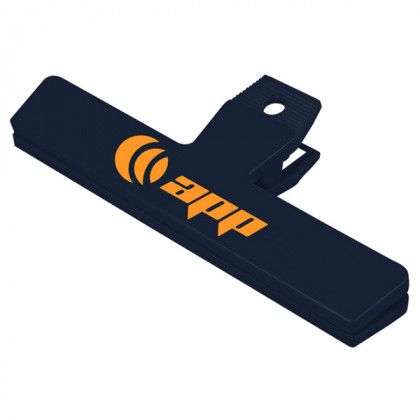 Large 6” Promotional Food Bag Clip - Personalized with Your Business Logo - Eco Navy  Blue