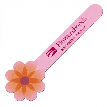 Pink Horizontal Flower Emery Board | Promotional Emery Boards Wholesale