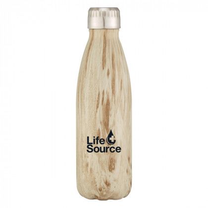 Imprinted Swig Stainless Steel Light Wood Grain Bottle - 16 oz