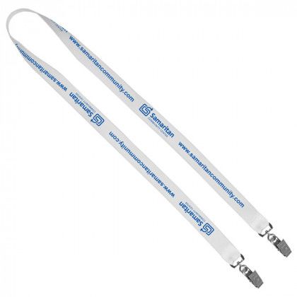 Logo Dual Attachment Polyester Lanyard White