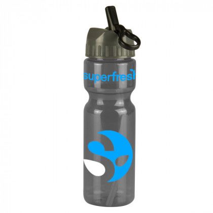 Custom Straw Lid Transparent Water Bottle - Smoke