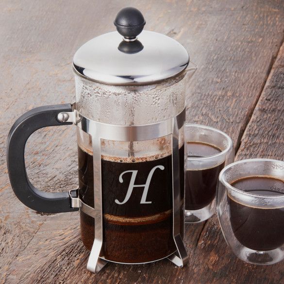 Personalized Coffee Press and Glass Gift Set