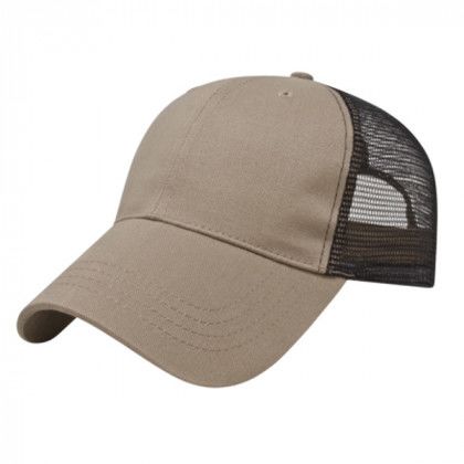 Custom Embroidered X-tra Value Mesh Back Cap - Khaki/black Custom Embroidered X-tra Value Mesh Back Cap - Khaki/black