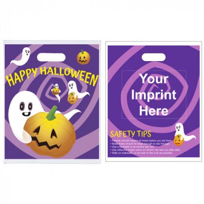 Custom Logo Printed Halloween Bags | Purple Daze Full Color Candy Bag | Promotional Halloween Bags with Die Cut Handles