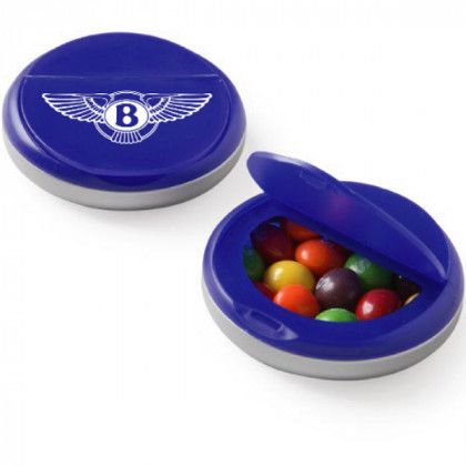 Promotional Skittles Snap Top Candy Tin - Royal blue