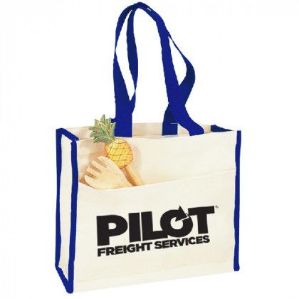 Promotional Canvas Gusset Tote- Royal blue Handles Promotional Canvas Gusset Tote- Royal blue Handles