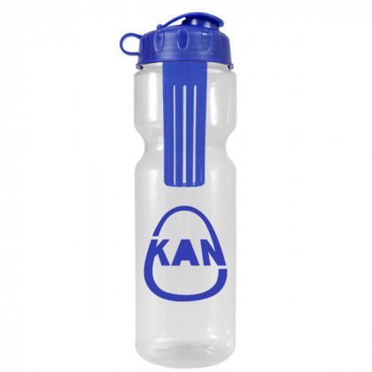 Clear/Blue Infuser Bottle with Flip Lid | Logo Branded Fruit Infuser Bottles