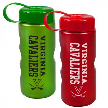 22 oz. Metallic Sports Bottle with Tethered Lid -red green