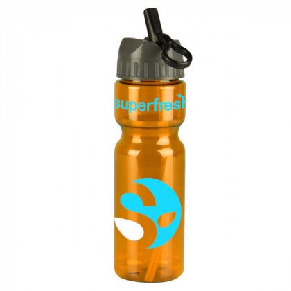 Custom Straw Lid Transparent Water Bottle - Translucent Orange
