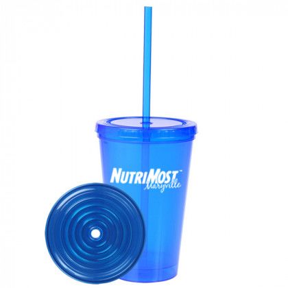 Economy 16 oz. Double-Wall Tumbler: Blue Economy 16 oz. Double-Wall Tumbler: Blue